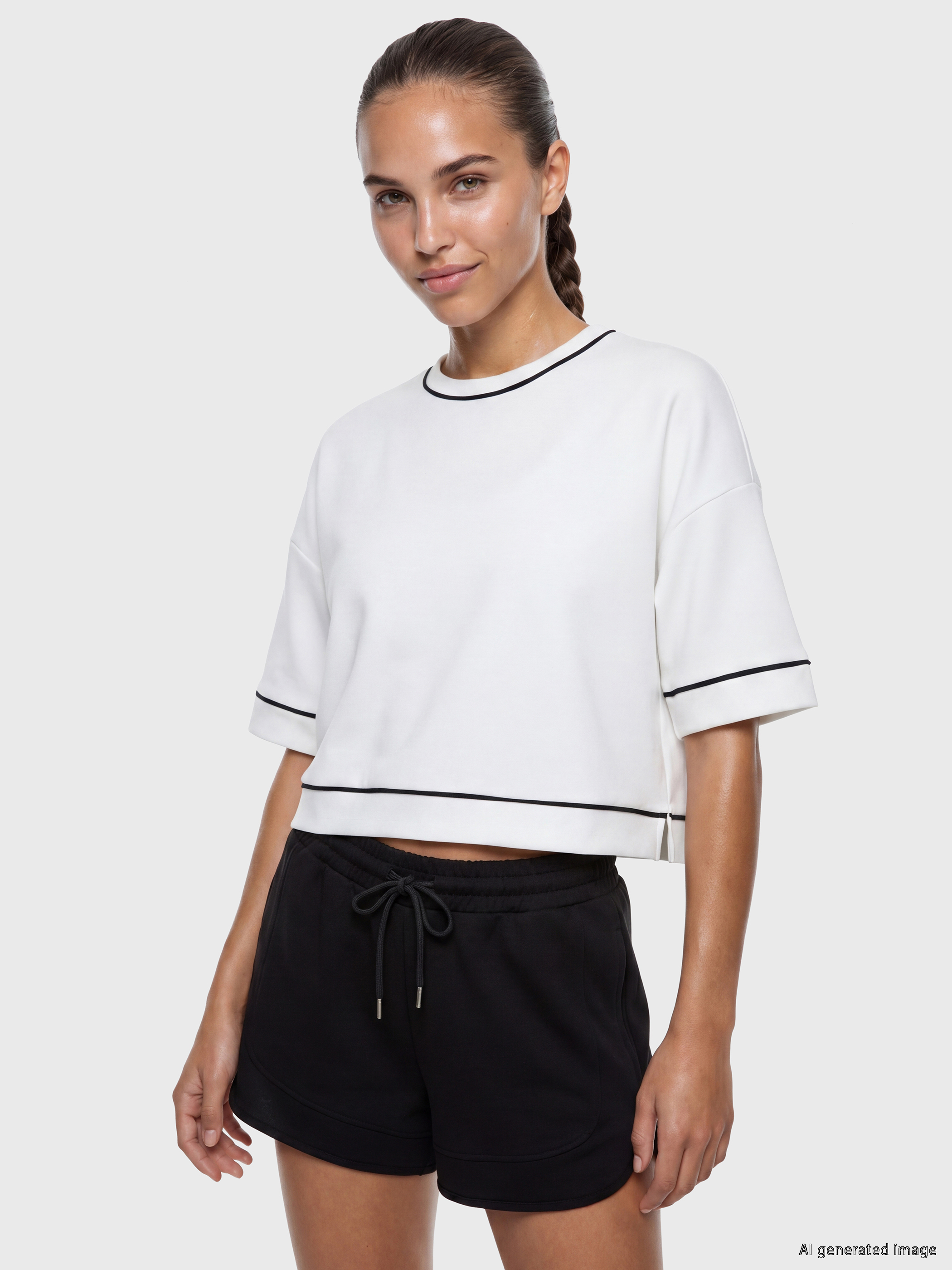 Trikotaj sweatshirt aktif — ağ